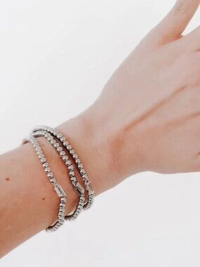 Metallic Clear Glass Bead Beaded Bracelet set - New